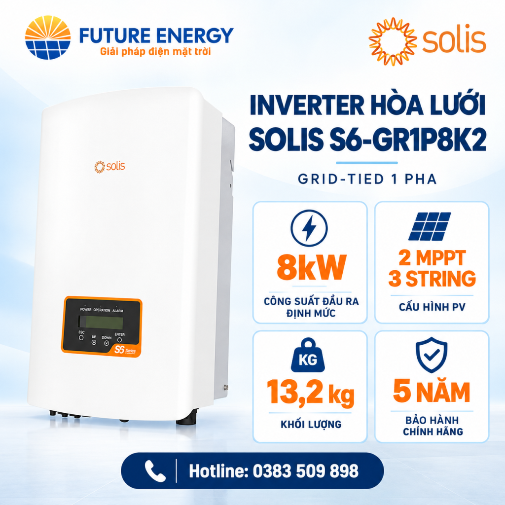 Inverter Hòa Lưới 1 Pha Solis 8kW S6-GR1P8K2