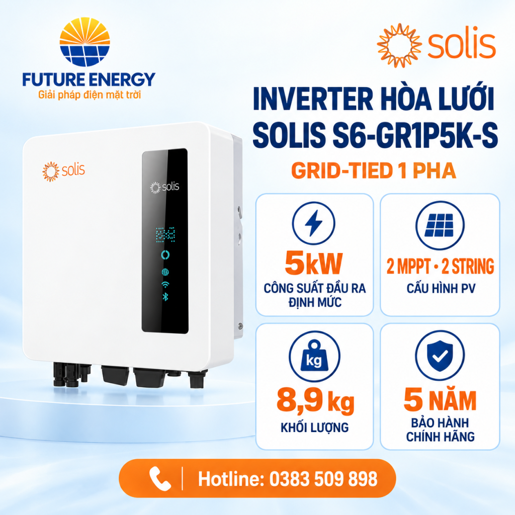 Inverter Hòa Lưới 1 Pha Solis 5kW S6-GR1P5K-S