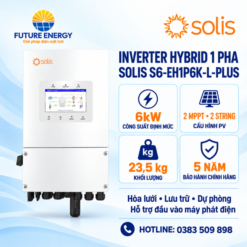 Inverter Hybrid 6kW 1Pha Solis S6-EH1P6K-L-PLUS