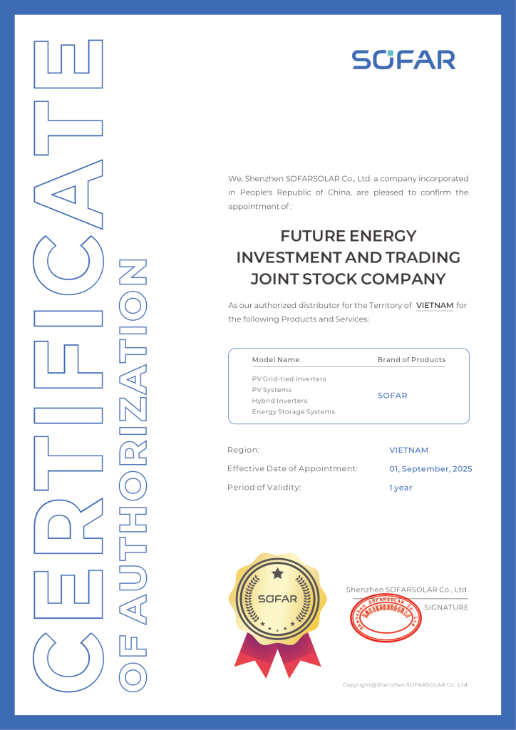 Chứng Nhận Đối Tác Sofar và Future Energy