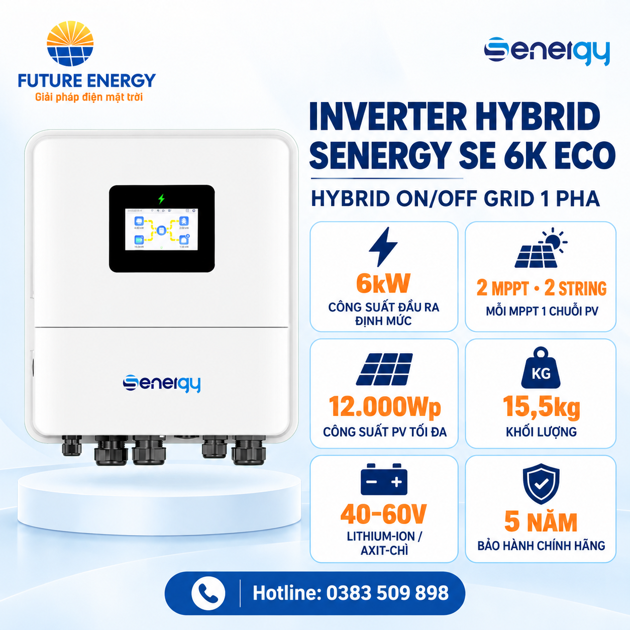 Inverter Hybrid Senergy 6kW ECO II - Bảo Hành 5 Năm
