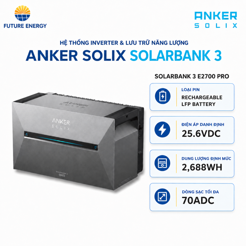 Anker SOLIX Solarbank 3 E2700 Pro – Lưu Trữ Điện Tích Hợp Inverter và AI Thông Minh