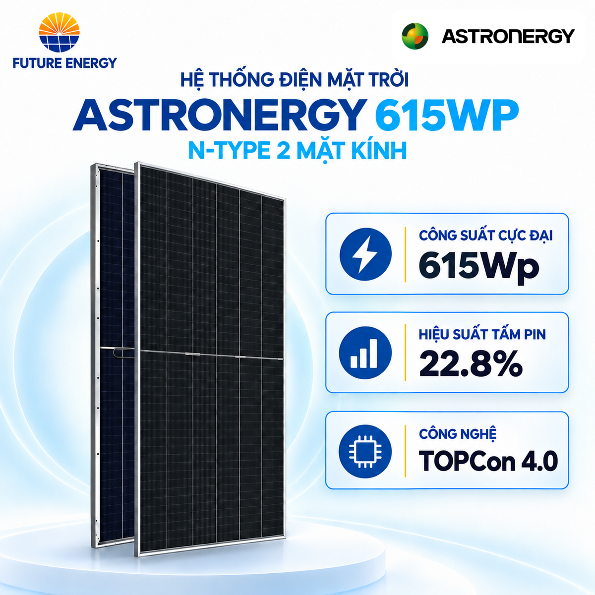 Pin Năng Lượng Mặt Trời Astronergy 615Wp N-Type 2 Mặt Kính