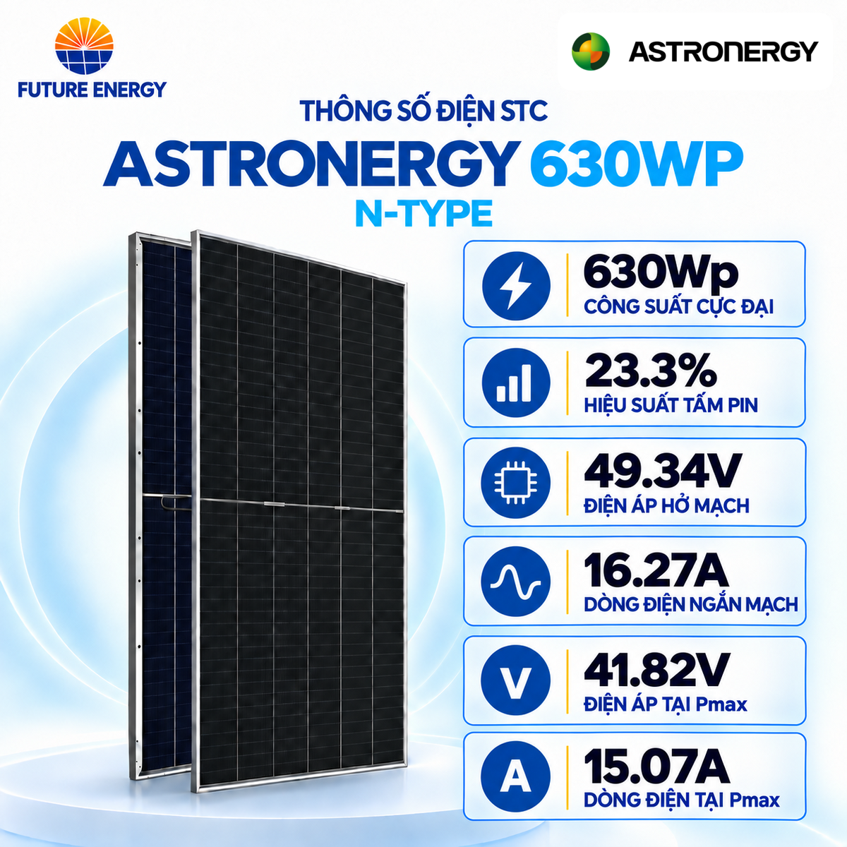 Pin Năng Lượng Mặt Trời Astronergy 630Wp N-Type 2 mặt kính - Ảnh 2