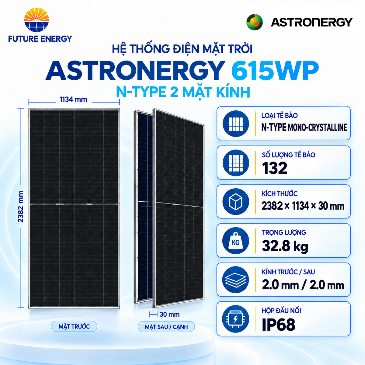 Pin Năng Lượng Mặt Trời Astronergy 615Wp N-Type 2 Mặt Kính - Ảnh 4