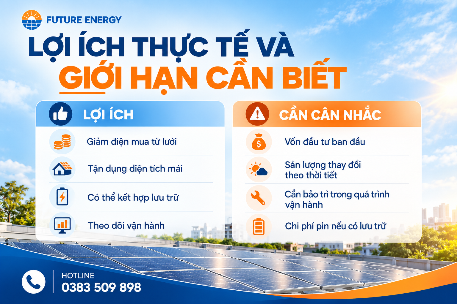 Lợi ích thực tế và những giới hạn cần cân nhắc khi lắp điện mặt trời