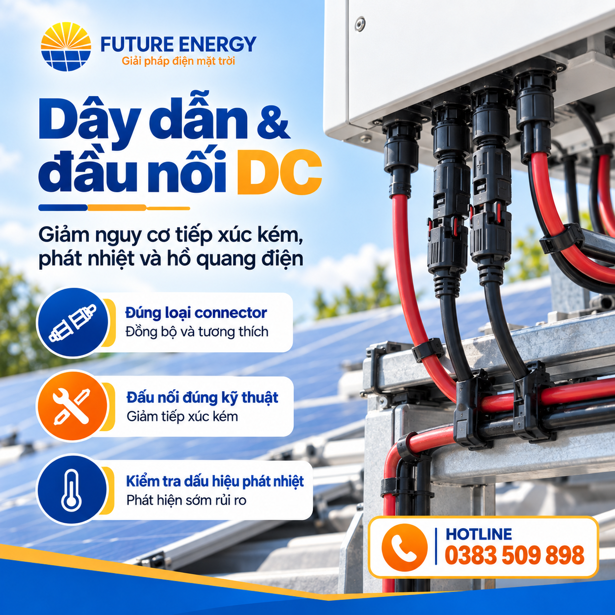 Dây dẫn và đầu nối DC trong hệ thống điện mặt trời