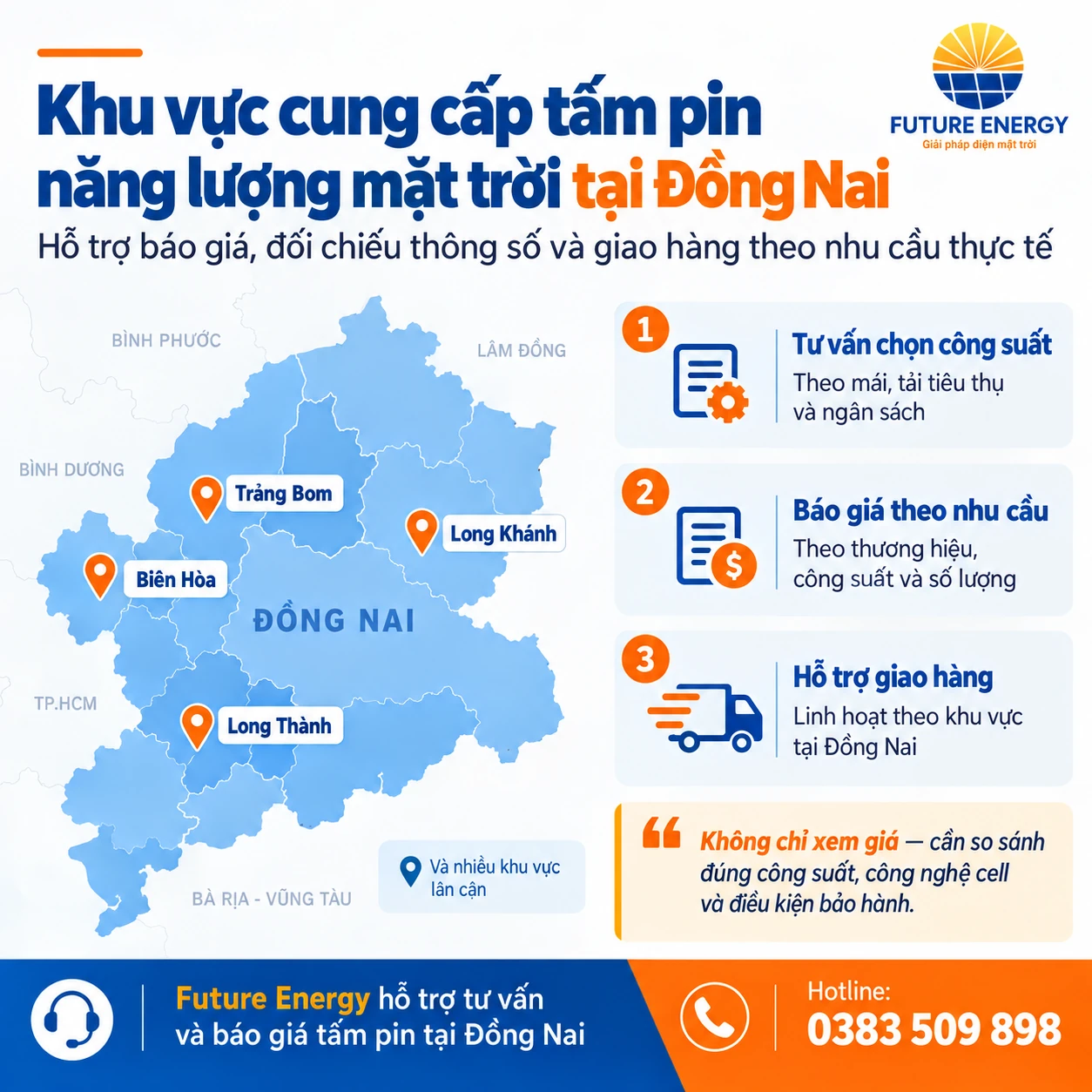 Khu vực cung cấp tấm pin năng lượng mặt trời tại Đồng Nai