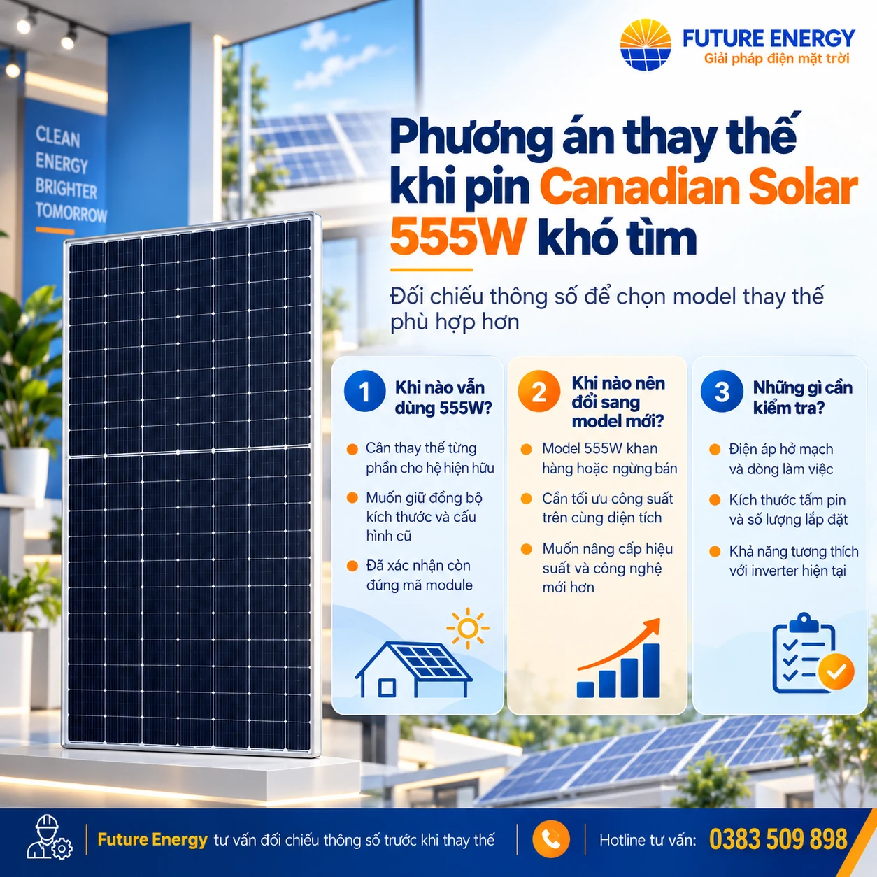 Phương án thay thế Canadian Solar 555W khi khó tìm đúng model
